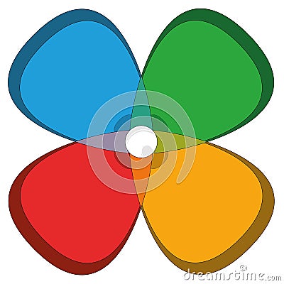 Four Basic Colors Cloverleaf Flower Vector Illustration