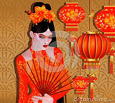 He Four Beauties of China. The most beautiful women of Chinese History and Mythology Stock Photo