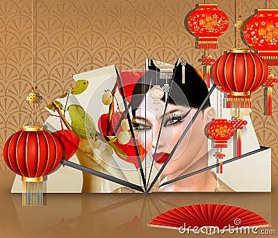 He Four Beauties of China. The most beautiful women of Chinese History and Mythology Stock Photo