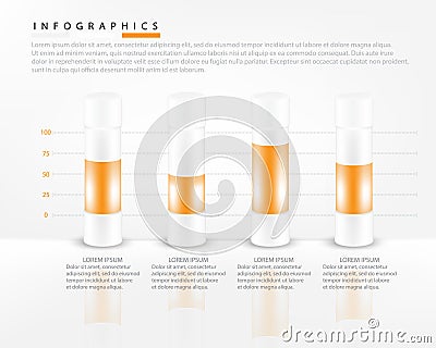 Four beautiful 3D Canister Infograph Vector Illustration