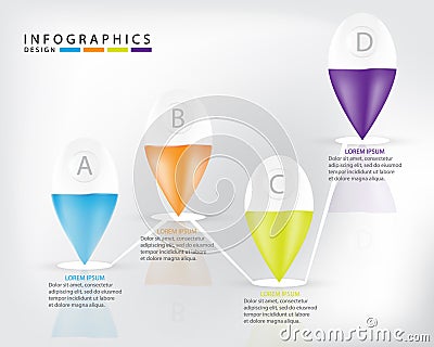 Four beautiful 3D Place marking Infograph Vector Illustration