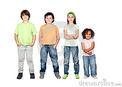 Four beautiful and different children Stock Photo