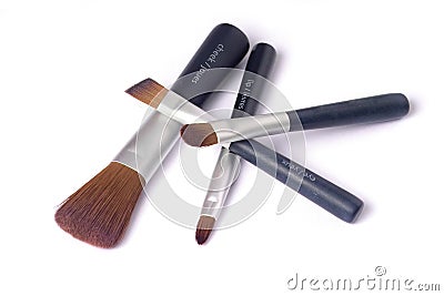 Four beauty brushes Stock Photo