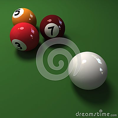 Four billiard balls Stock Photo