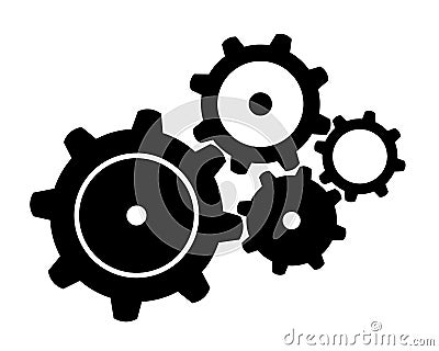 Four Black Gears Vector Illustration