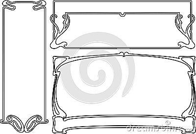 Four Black And White Art Deco Frames. Vector Illustration