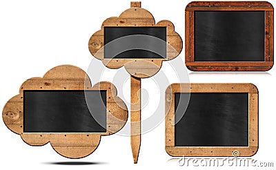 Four Blackboards Isolated on White Stock Photo