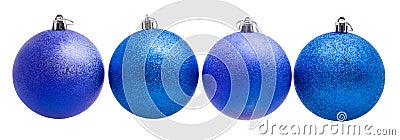 Four blue xmas balls isolated on white background Stock Photo