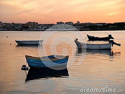 Four boats anchored Stock Photo