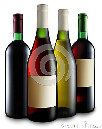 Four bottles of wine Stock Photo