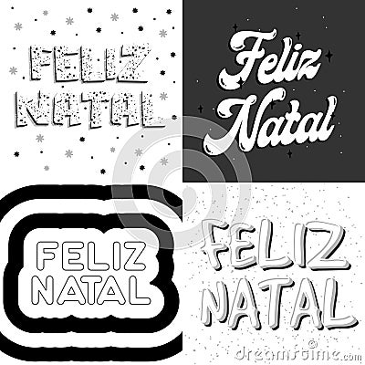 Four Brazilian Portuguese Merry Christmas vector. Translation - Merry Christmas Vector Illustration