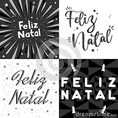 Four Brazilian Portuguese Merry Christmas Vector. Translation - Merry Christmas Vector Illustration