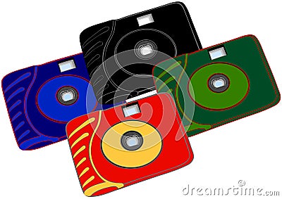 Four bright cameras Vector Illustration