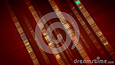 Four brown rows of retro film tapes Cartoon Illustration