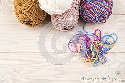 Four bundles lie on table Stock Photo