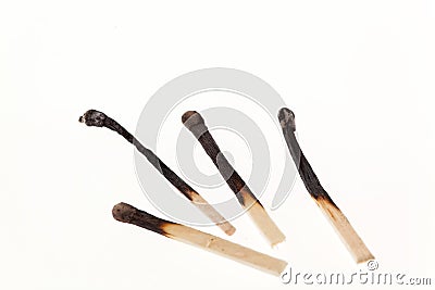 Four Burnt Matches Stock Photo