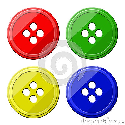 Four buttons for clothes on a white background Stock Photo