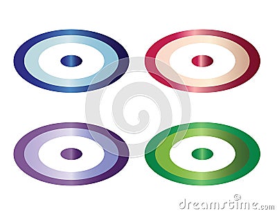 Four buttons vector set in multiple colors - evil eye buttons illustration Vector Illustration