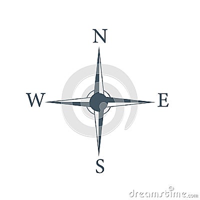 Four cardinal directions, or cardinal points. Compass rose with North, South, East and West indicated, Stock Vector illustration Cartoon Illustration