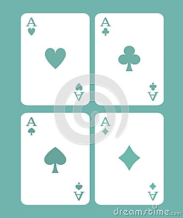 Four Cards Game Vector Illustration