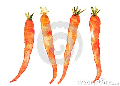 Four carrots on white Stock Photo