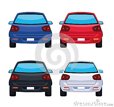 four cars icons Vector Illustration