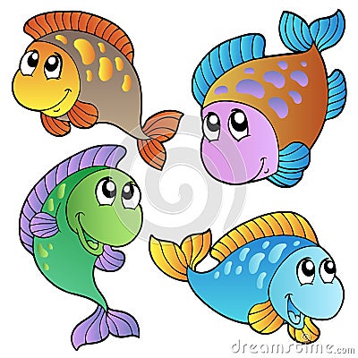 Four cartoon fishes Vector Illustration