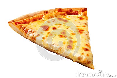 Four Cheese Pizza Slice On White Background Directly Above View Stock Photo