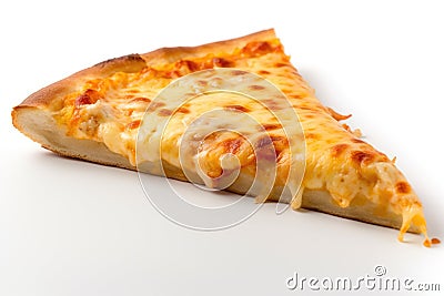 Four Cheese Pizza Slice On A White Background. Generative AI Stock Photo