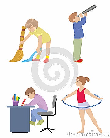 Four children set Vector Illustration