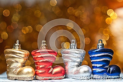 Four Christmas boots Stock Photo