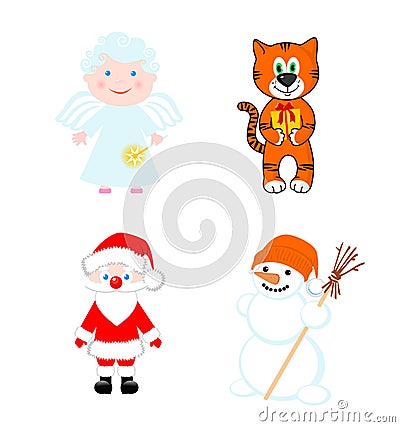 Four Christmas characters Vector Illustration