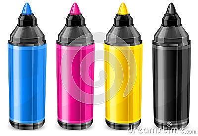 Four color markers Vector Illustration