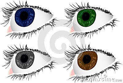 Four color woman eyes Stock Photo