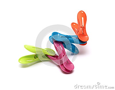 Four colored clothespin Stock Photo