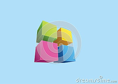 Four colored cubes Stock Photo