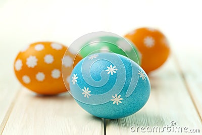 Four colored Easter eggs Stock Photo