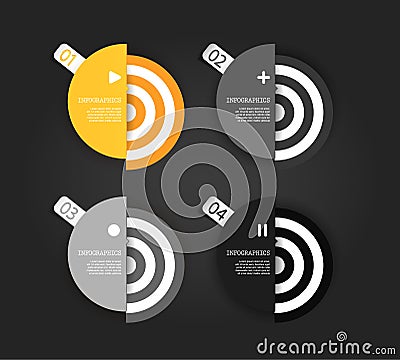 Four colored paper circles. Vector Illustration