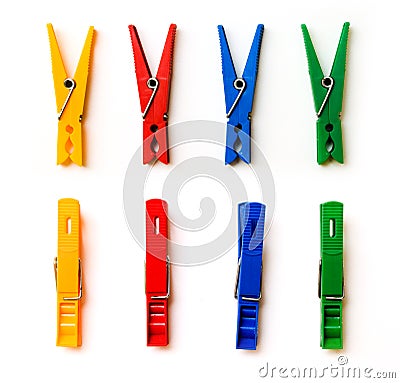 Four colored pegs Stock Photo