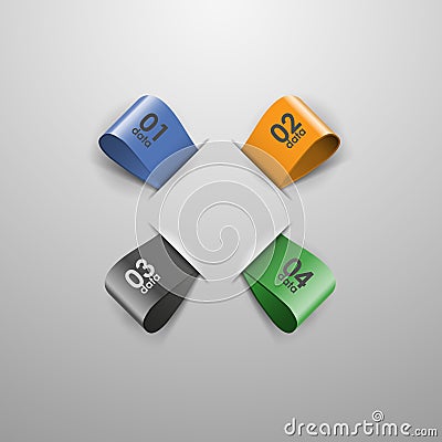 Four colored ribbons with data vector template Stock Photo