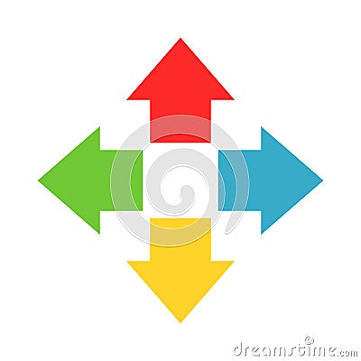 Four colorful arrows point out from the center Vector Illustration