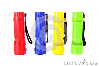 Four colorful flashlights Stock Photo