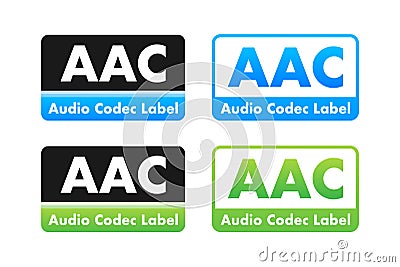 Advanced audio coding label in different colors representing audio codec Vector Illustration