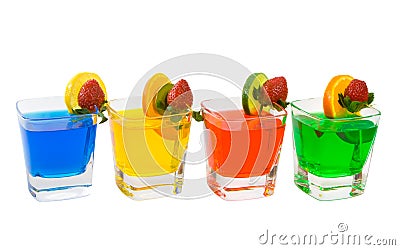 Four Colorful Mixed Drinks Stock Photo