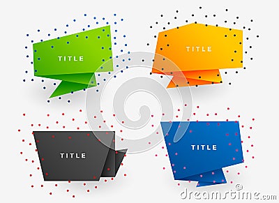 Four colorful paper origami banners Vector Illustration