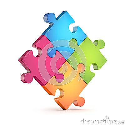 Four colorful puzzle (jigsaw) pieces Stock Photo