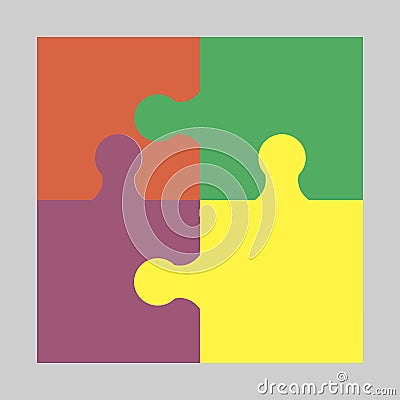 Four colorful puzzle Vector Illustration