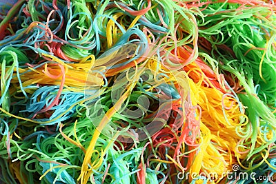 Mess of colored noodles Stock Photo