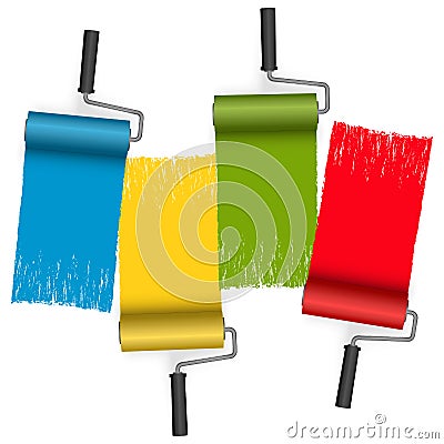 four colors paint roller concept Vector Illustration