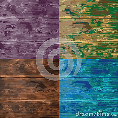 four creative colored wooden textures. vector illustration Vector Illustration